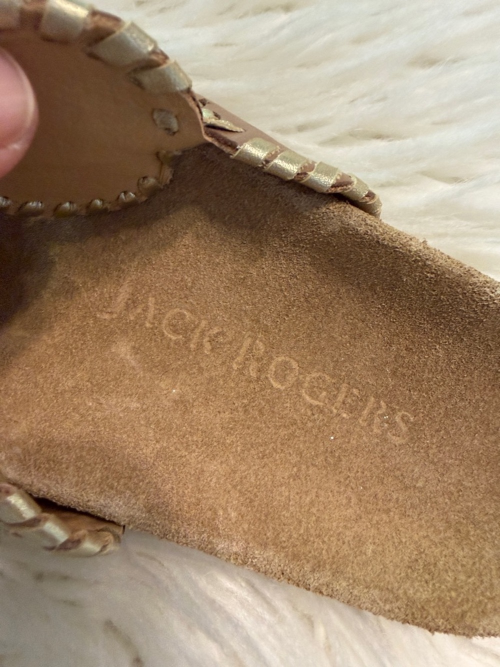 Jack Rogers Tan/Brown Leather Circle-Embellished Slide Sandals size 8.5 - Picture 2 of 8